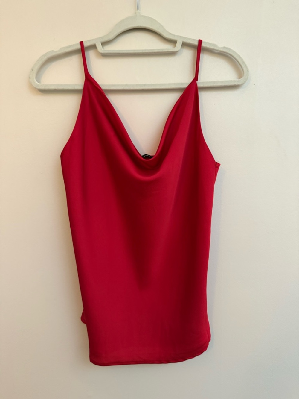 Red Satin Cowl Neck Camisole